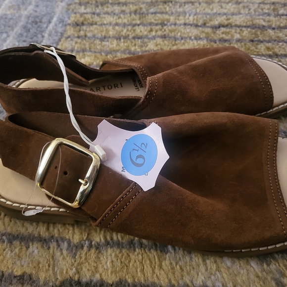 ILARIA SARTORI SIZE 6.5 GENUINE SUEDE BROWN SANDAL MADE IN ITALY - Picture 2 of 5